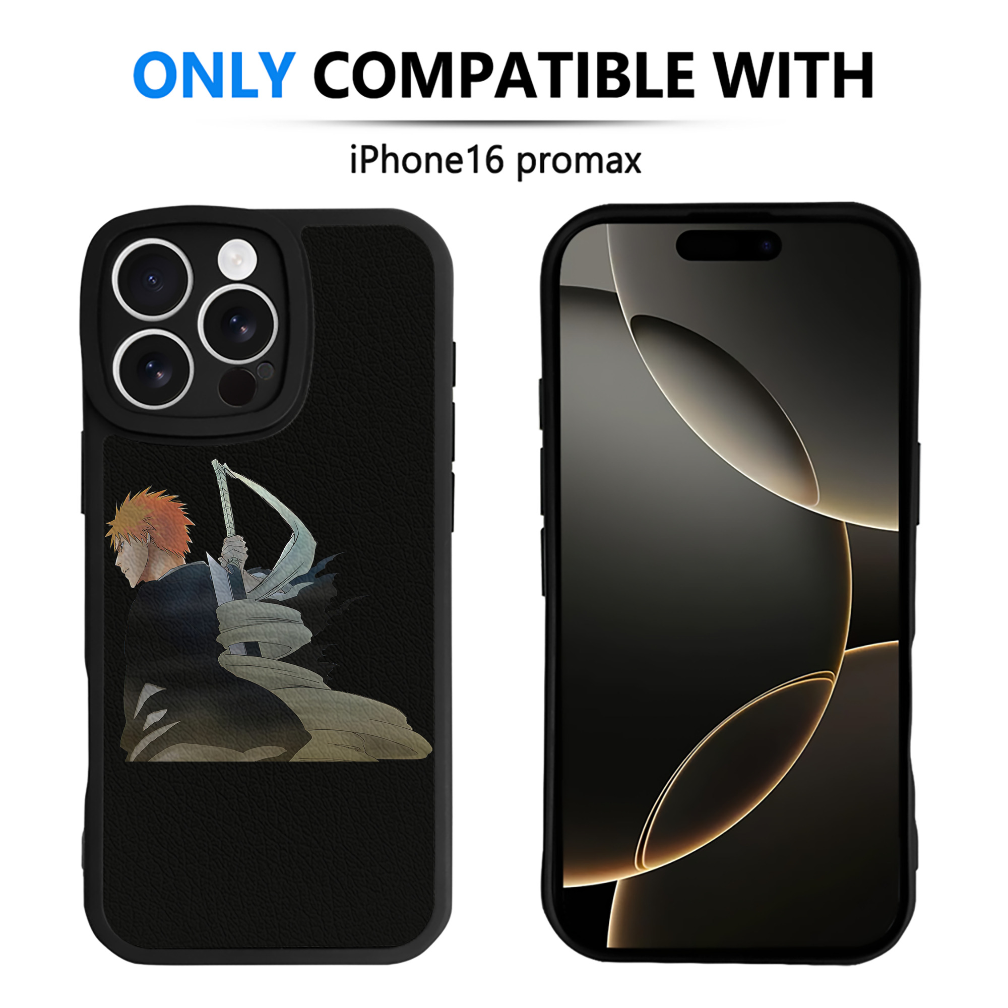 ブリーチ 黒崎一護（くろさき いちご）BLEACH Kurosaki Ichigo 【iPhone 16シリーズ対応】シリコンスマホケース（レザー調） 材質：シリコン